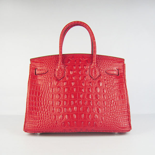 Replica Hermes Birkin 30CM Crocodile Head Veins Bag Red 6088 On Sale